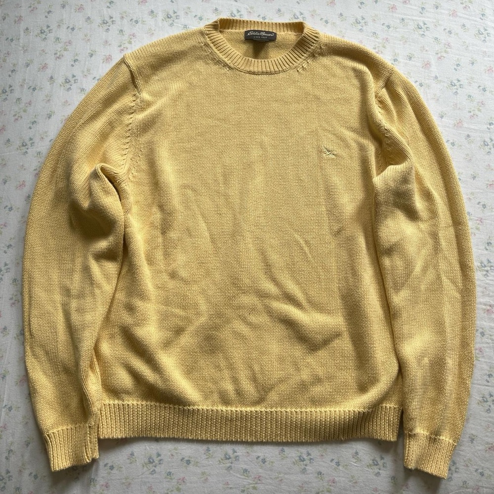 Eddie Bauer Soft Yellow Crewneck Sweater for Men
